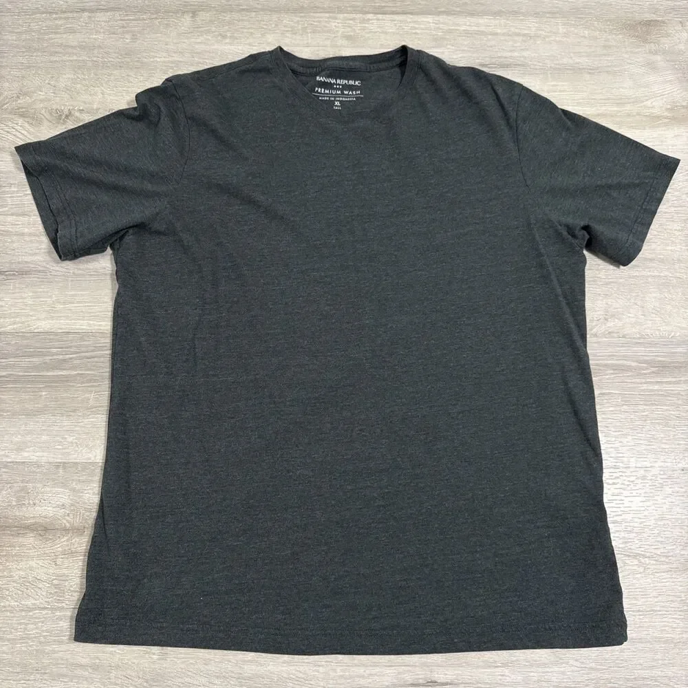 Banana Republic Shirt Men's Charcoal Gray Premium Wash Tee 2XLT Cotton Blend